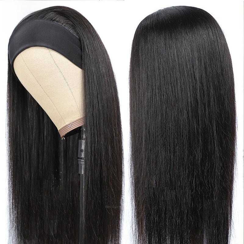 Real Human Hair Wig Ice Silk Headband Straight Body Headband Wigs