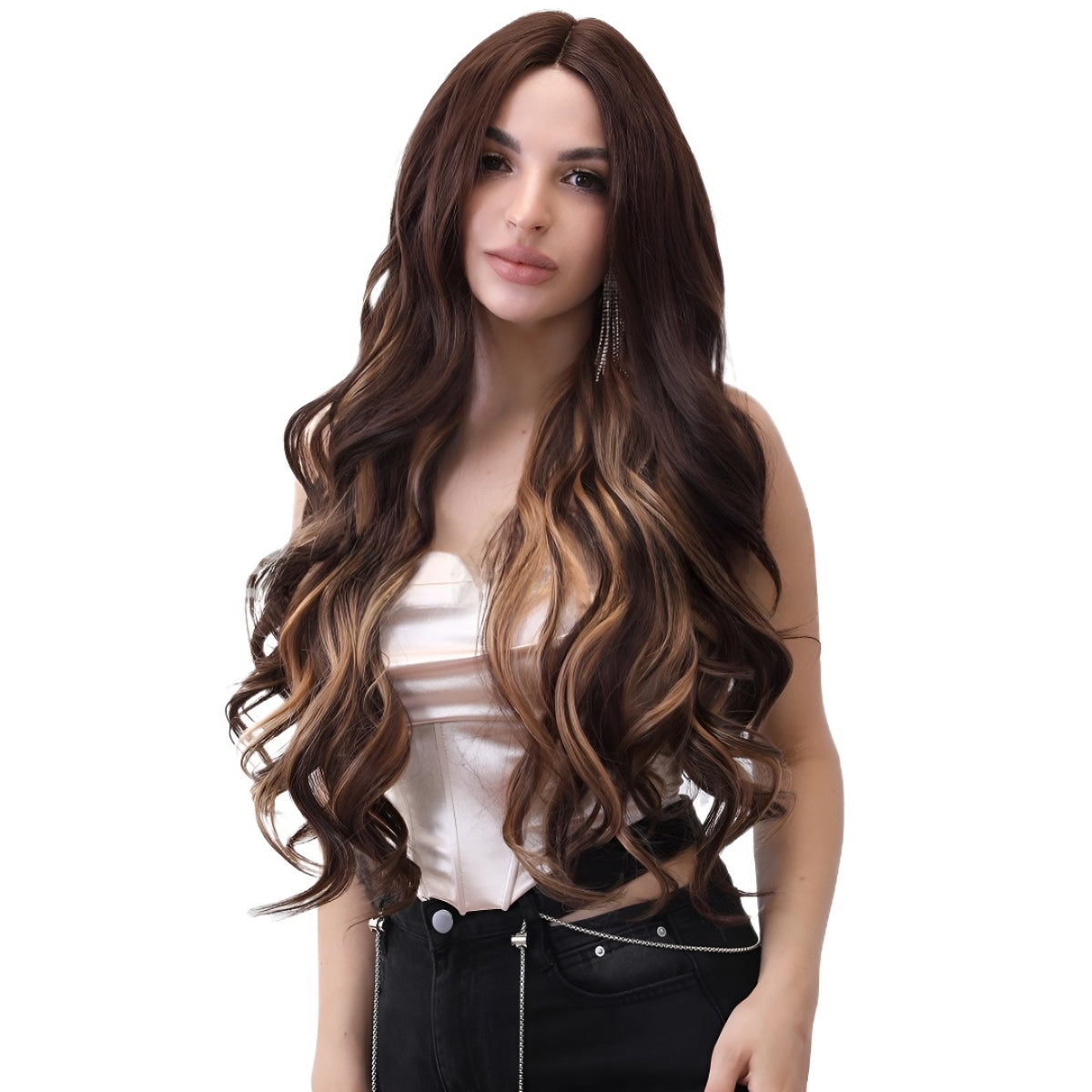 Trendy Lace Brown Gradient Highlight Curly Wig Hot Sale