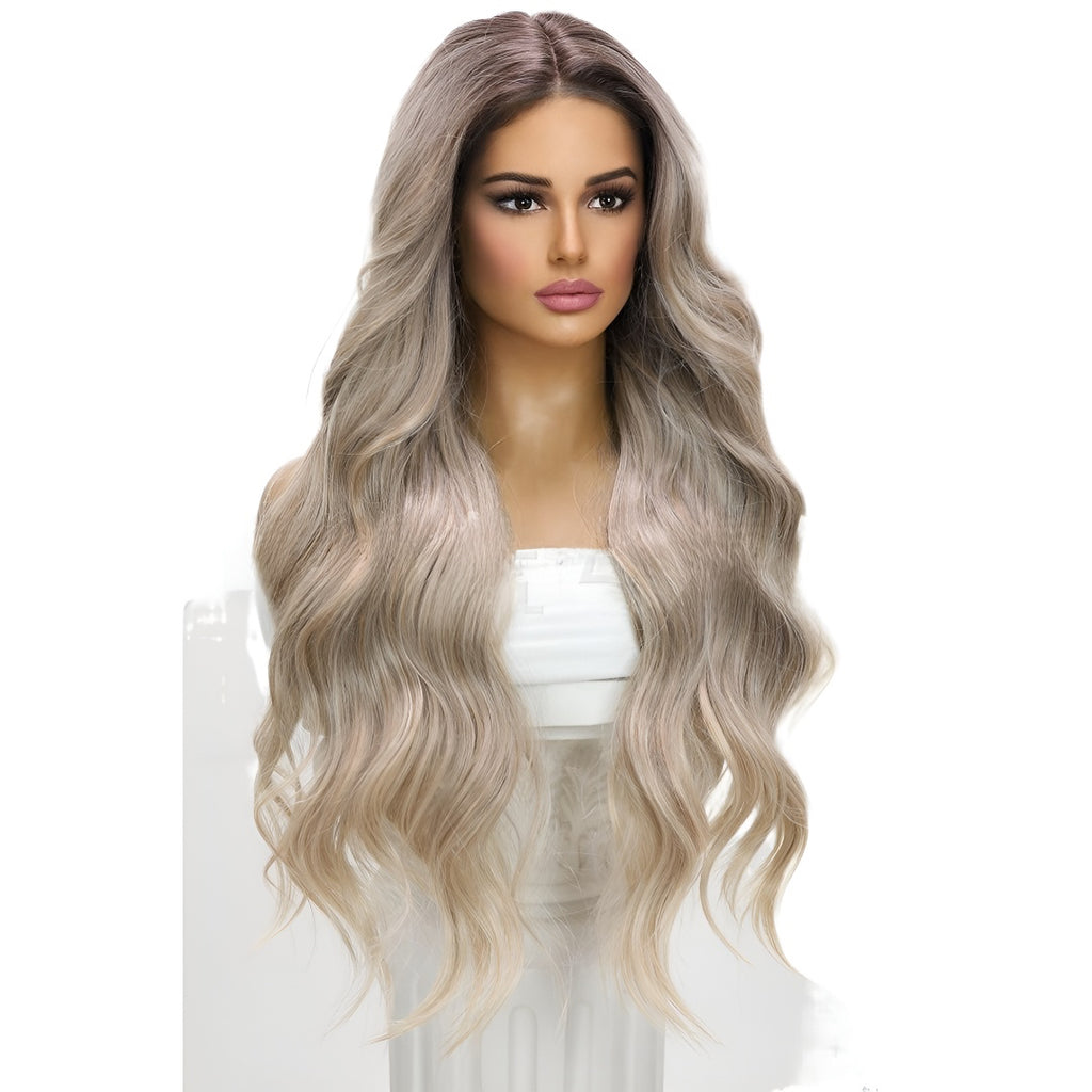 Fashion Wig Linen Gold Gradient Big Wave Wig Front Lace Hot-Selling Wig
