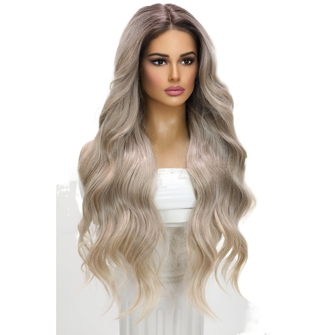 Fashion Wig Linen Gold Gradient Big Wave Wig Front Lace Hot-Selling Wig