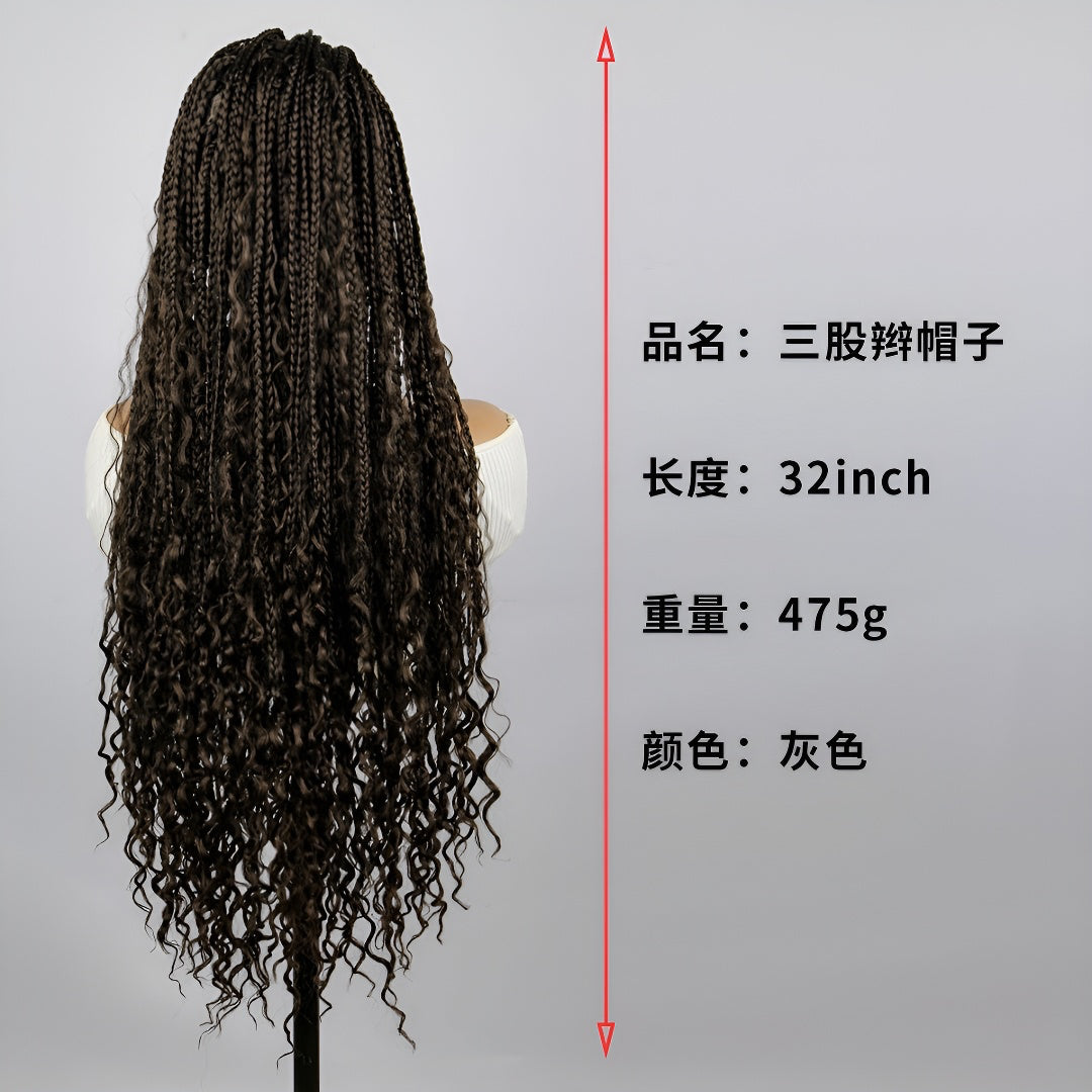 Three-strand Braid Princess Wig for Women Full Lace Braid Headpiece Crochet Dreadlocks