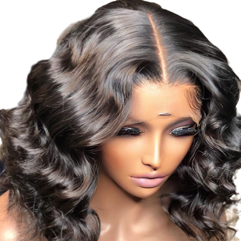 hai Fashion Wig for Women Short Curly Hair Middle Part Wavy Full Wig