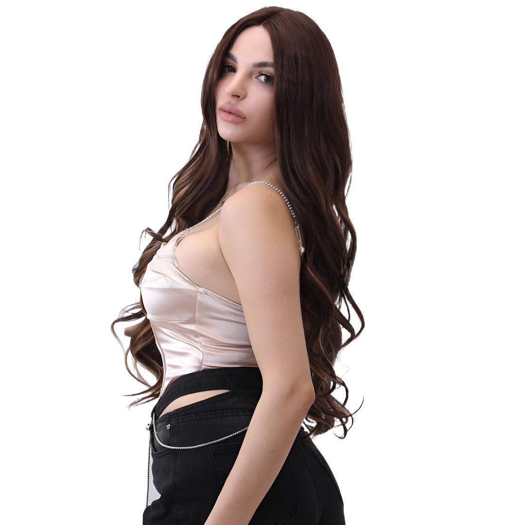 Trendy Lace Brown Gradient Highlight Curly Wig Hot Sale