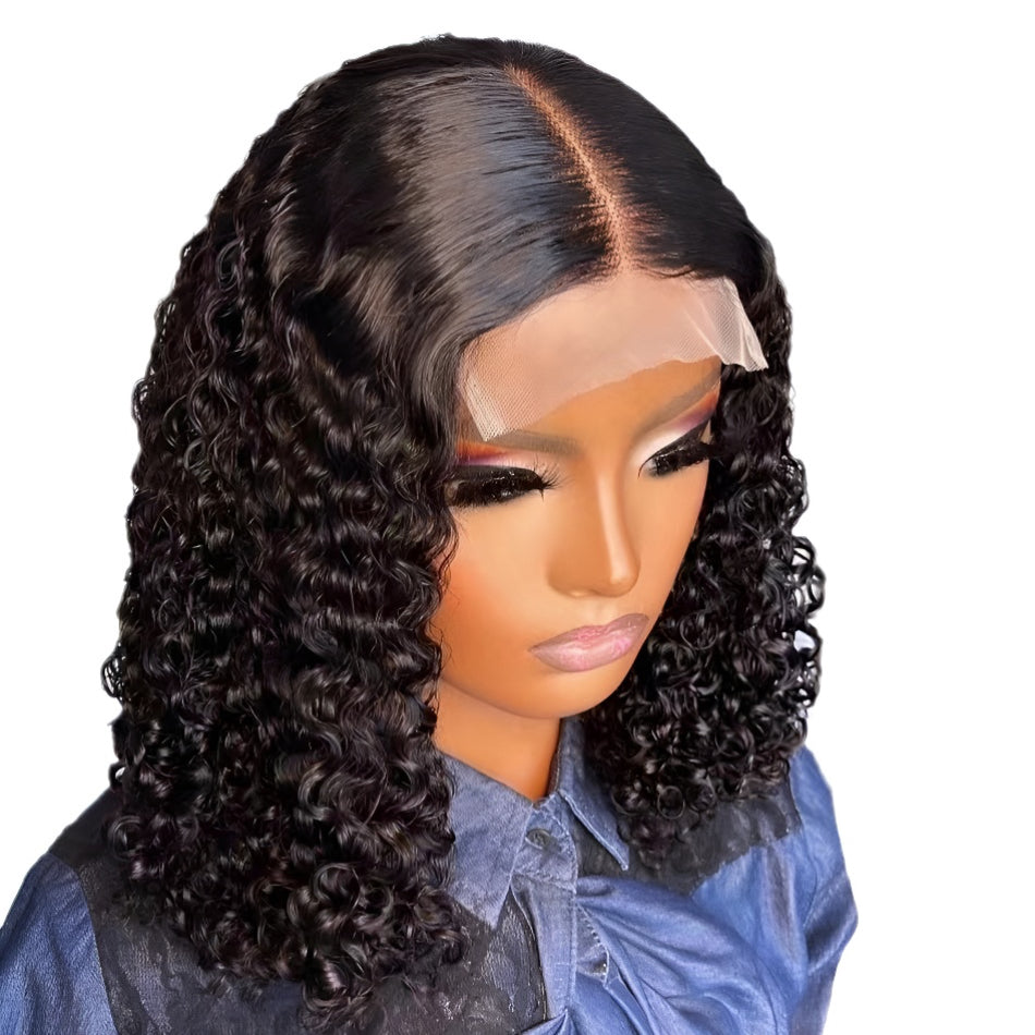 Human Hair Wigs Front Lace Wig Set Independent Station Hot Selling Black Small Curly Wig Cap In Stock