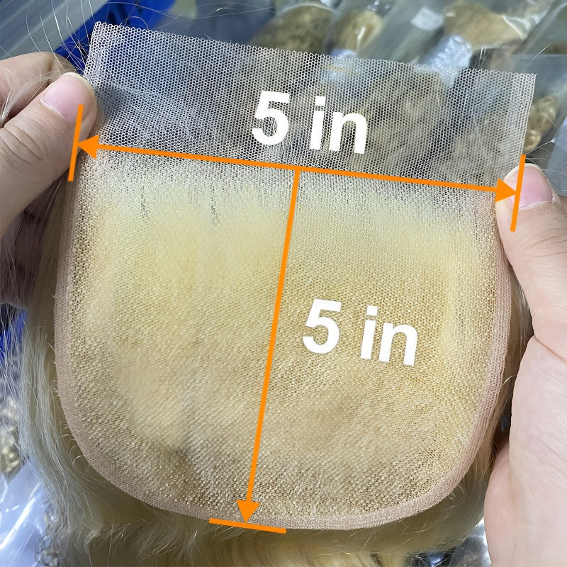 Real Human Hair Wig Hair Block 613 Transparent Lace Human Hair Women's Permable and Dyeable Hairpiece