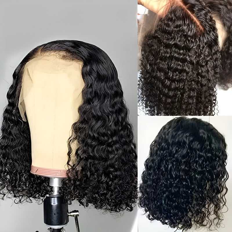 Women's Wig Small Curly Corn Perm Fluffy Afro Short Curly Hair Middle Part Bangs Full Head Wig