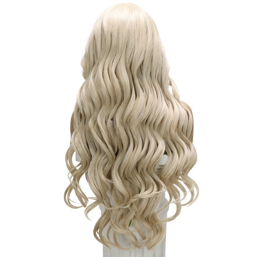 Fashionable Wig Light Blonde Big Wave Long Hair Lace Front Wig