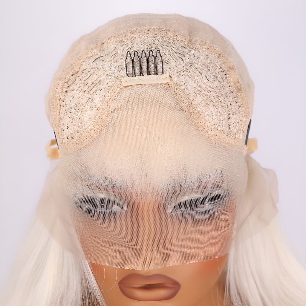 New 13*4 Front Lace White Long Curly Big Wave Women's Wig