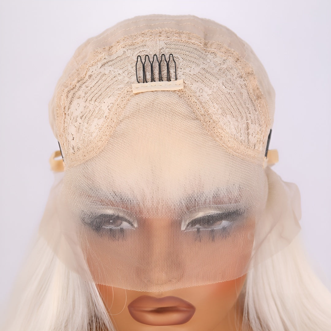 New 13*4 Front Lace White Long Curly Big Wave Women's Wig