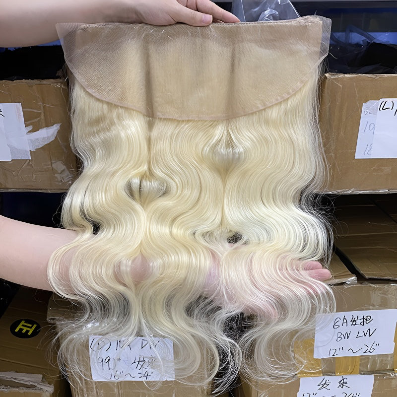 Real Human Hair Wig Hair Block 613 Transparent Lace Human Hair Women's Permable and Dyeable Hairpiece