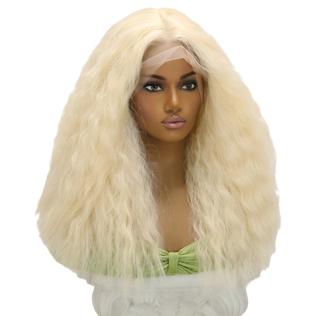 Women's Wig Golden Fluffy Front Lace Long Curly Natural Style Wig 20inch