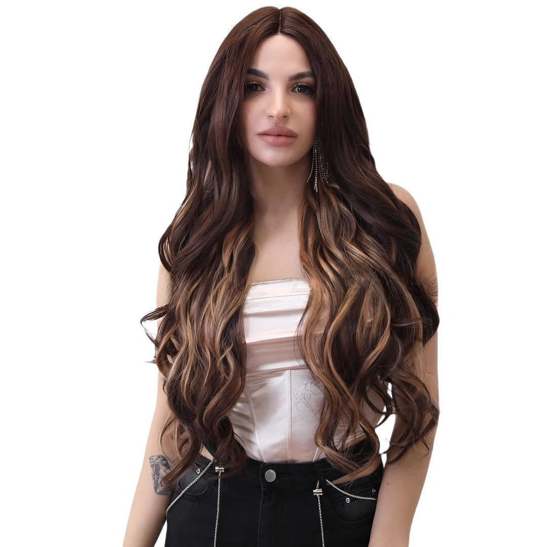 Trendy Lace Brown Gradient Highlight Curly Wig Hot Sale