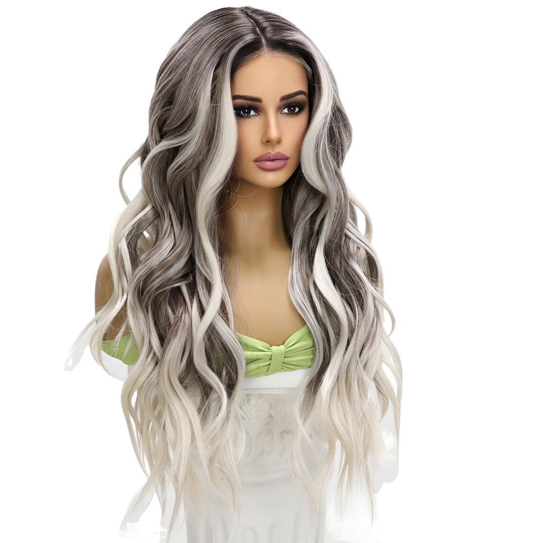 Fashion Gradient Platinum Highlight Egg Roll Front Lace Wig Hot Sale