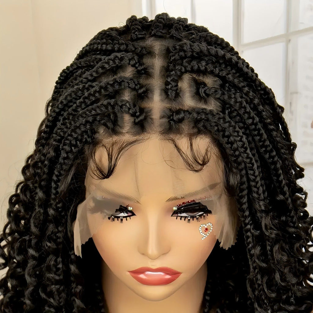 Hot Selling Hand Crochet Lace Three-strand Braid Flyaway Box Braids Wigs