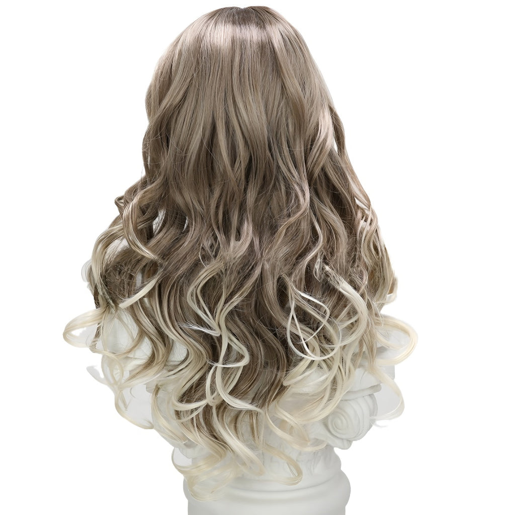 Fashion Wig Linen Gray Gradient Highlight Curly High-End Front Lace Wig