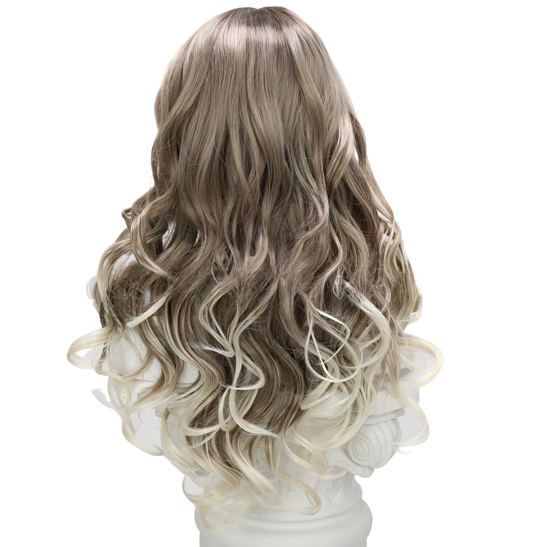 Fashion Wig Linen Gray Gradient Highlight Curly High-End Front Lace Wig
