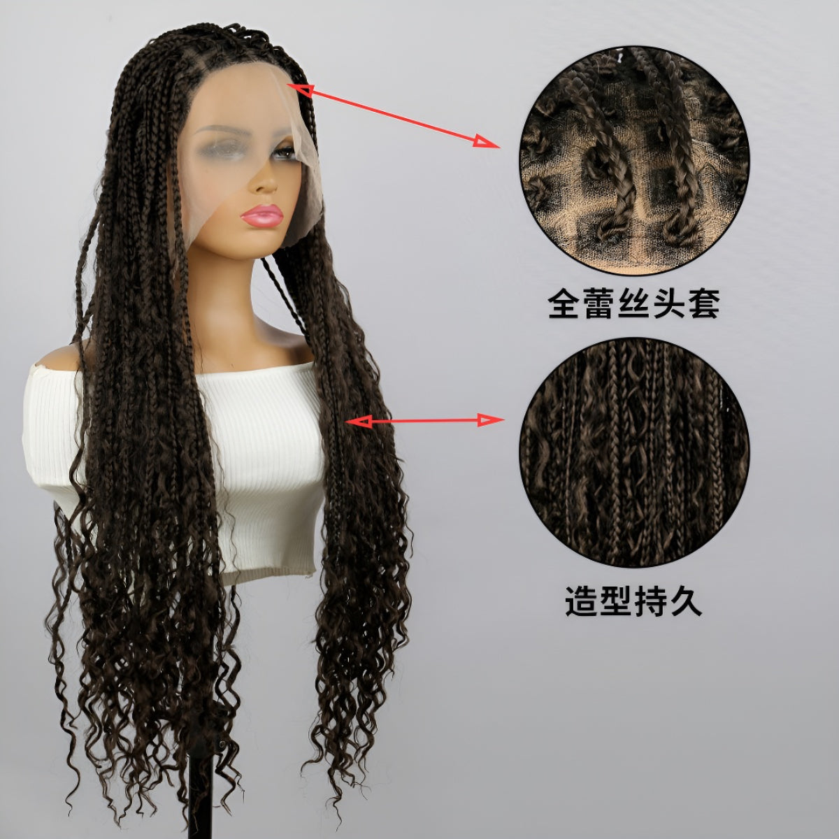 Three-strand Braid Princess Wig for Women Full Lace Braid Headpiece Crochet Dreadlocks