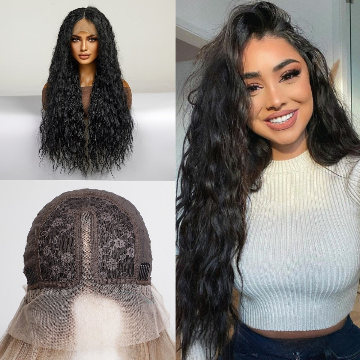 Lace Wig Small T5*1 Curly Long Curly Wig Full Head Hand-Woven Lace Small Curly Natural Hair
