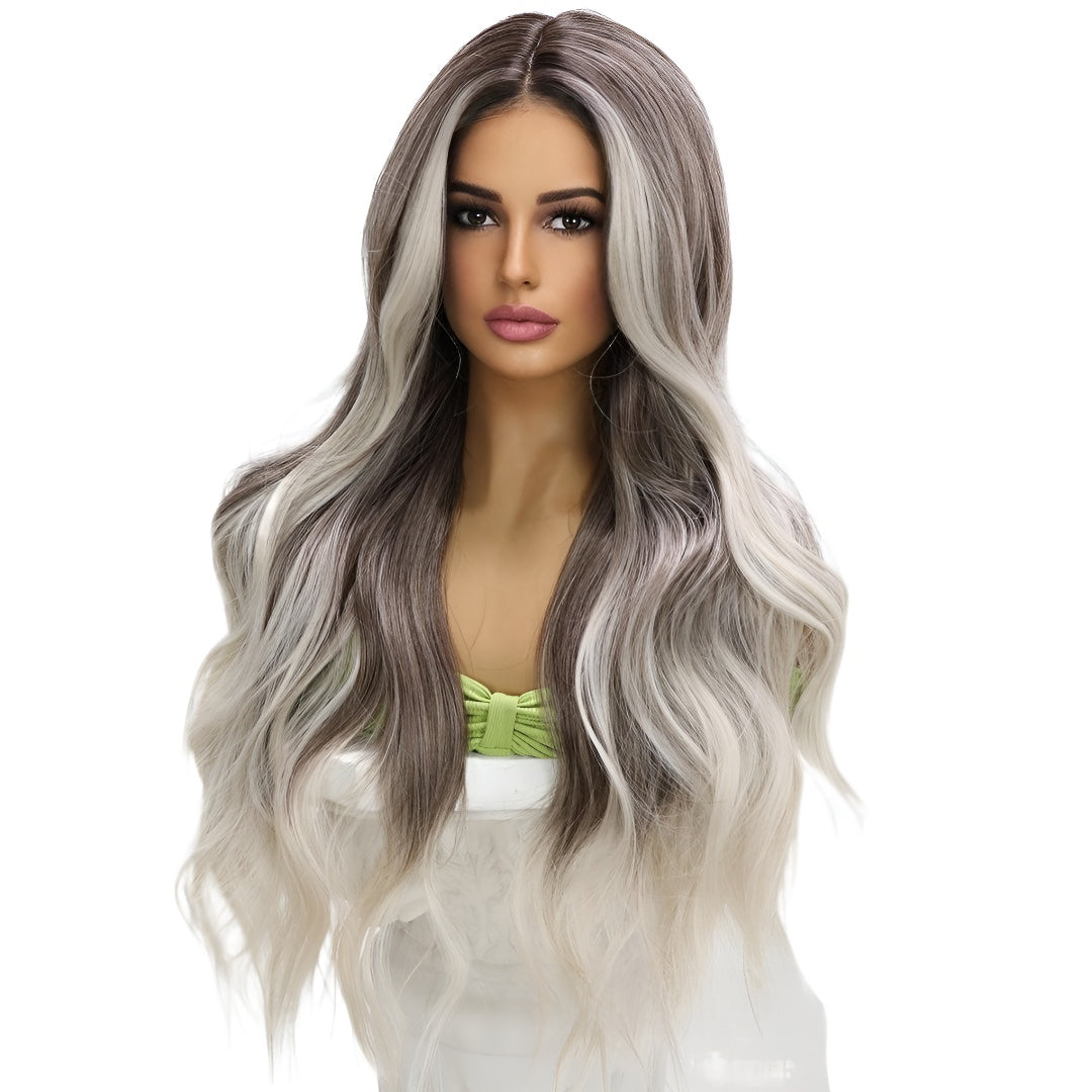 Fashion Gradient Platinum Highlight Egg Roll Front Lace Wig Hot Sale
