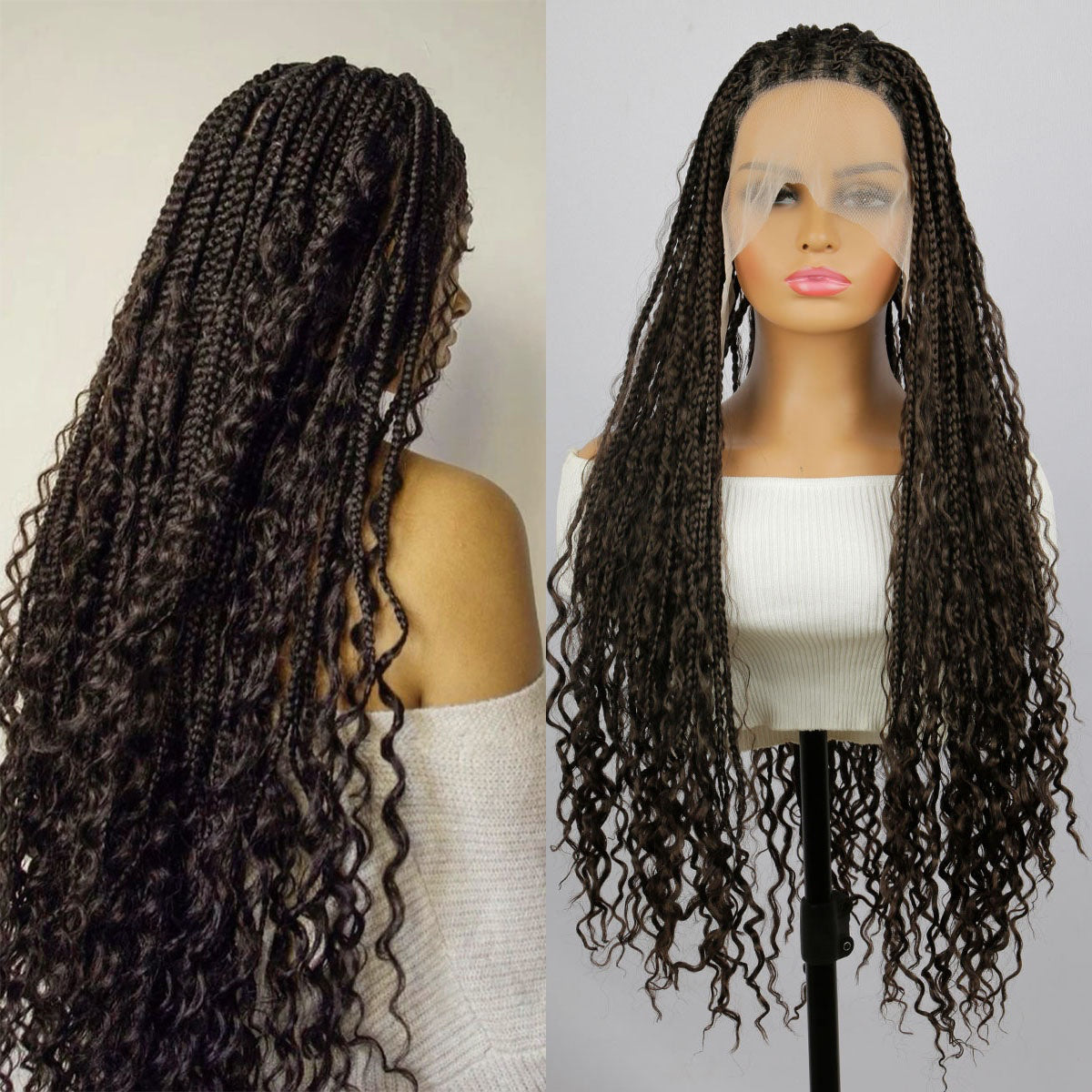 Three-strand Braid Princess Wig for Women Full Lace Braid Headpiece Crochet Dreadlocks