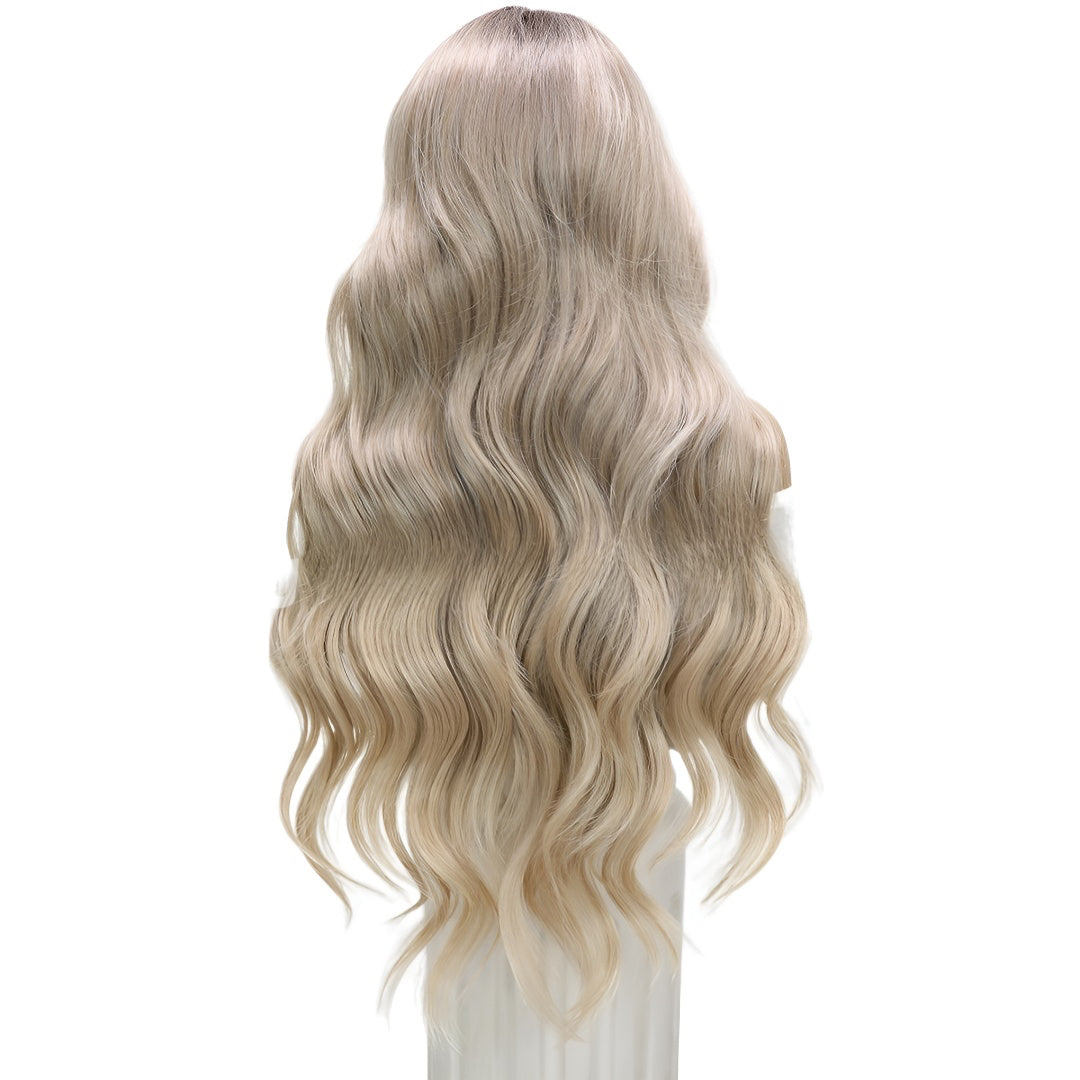 Fashion Wig Linen Gold Gradient Big Wave Wig Front Lace Hot-Selling Wig