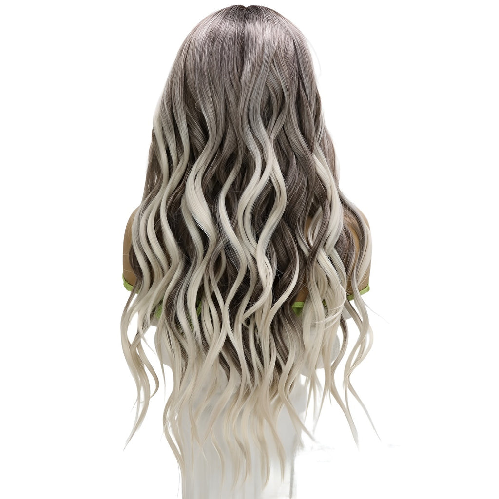 Fashion Gradient Platinum Highlight Egg Roll Front Lace Wig Hot Sale
