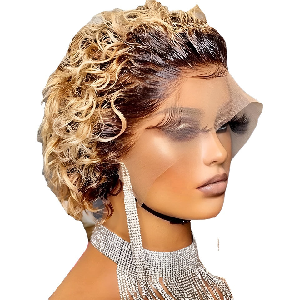13x1 Pixie Cut Wig Short Bob Curly Lace Front Wig Pixie Hair Set