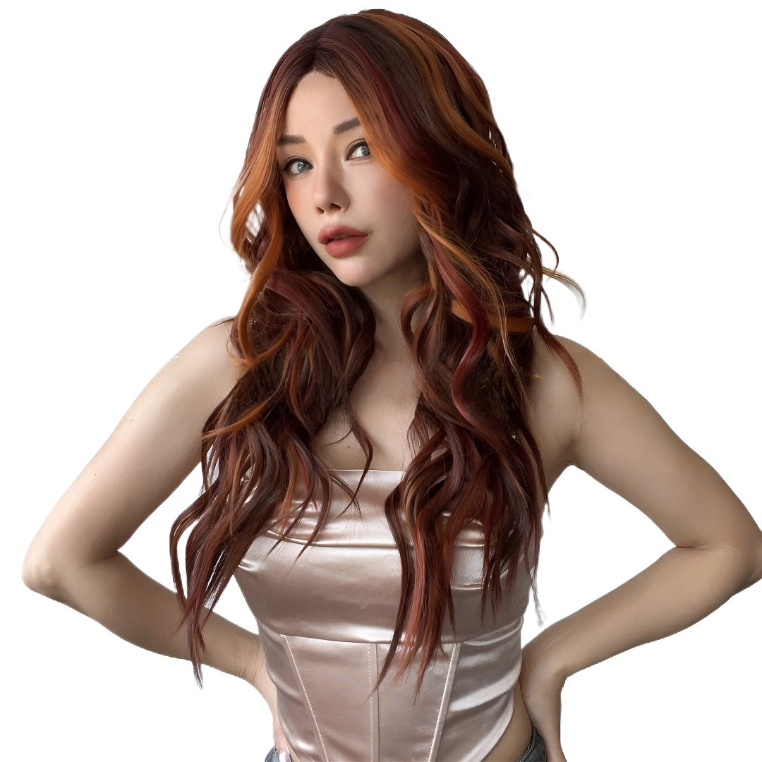 European and American Style Lace Front Wig Coffee Color Curly Hair Hot-Selling Wig