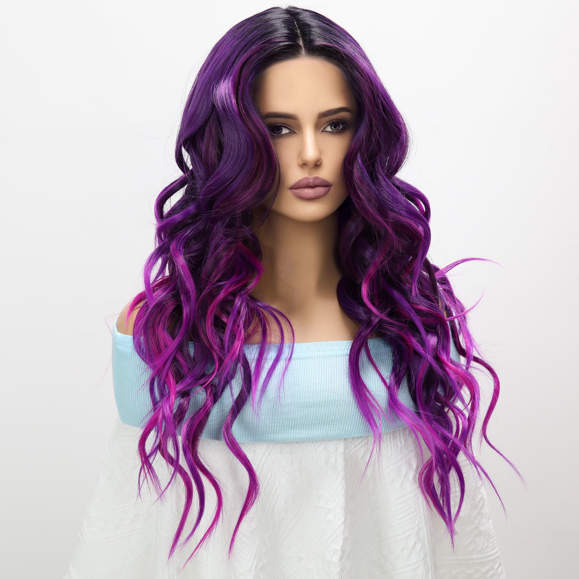 Fashion Front Lace Wig Purple Curly Hair Hot-Selling Wig