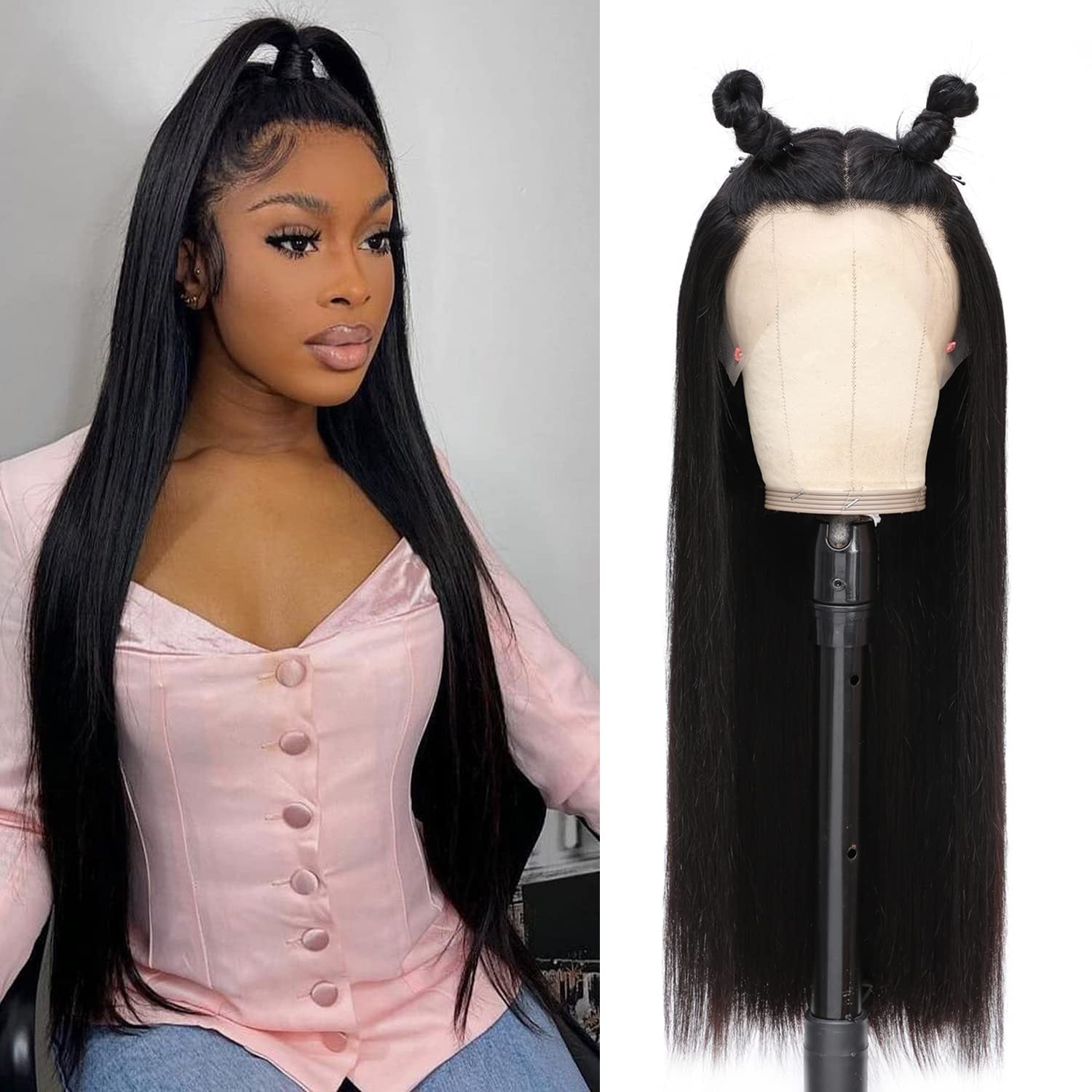 Hot Sale Black Long Straight Hair 13*4 Lace Wig Free Parting Wig