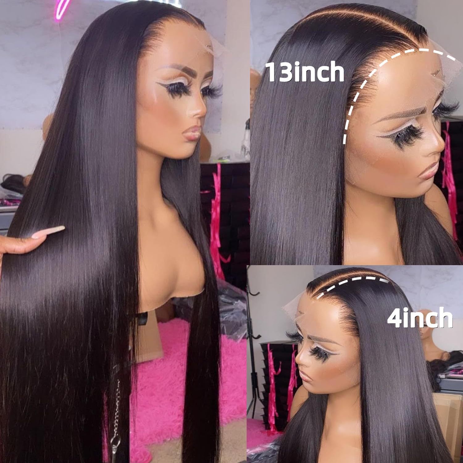 Hot Sale Black Long Straight Hair 13*4 Lace Wig Free Parting Wig