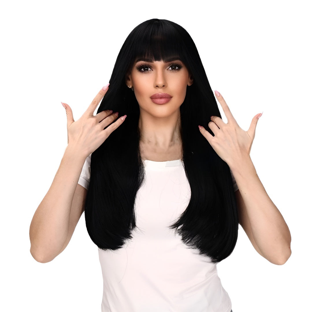 Fashion Wig Female Bangs Long Black Straight Hair
