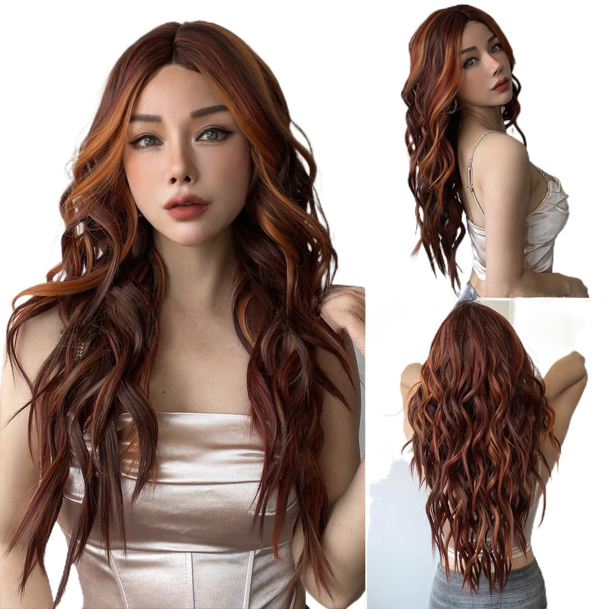 European and American Style Lace Front Wig Coffee Color Curly Hair Hot-Selling Wig