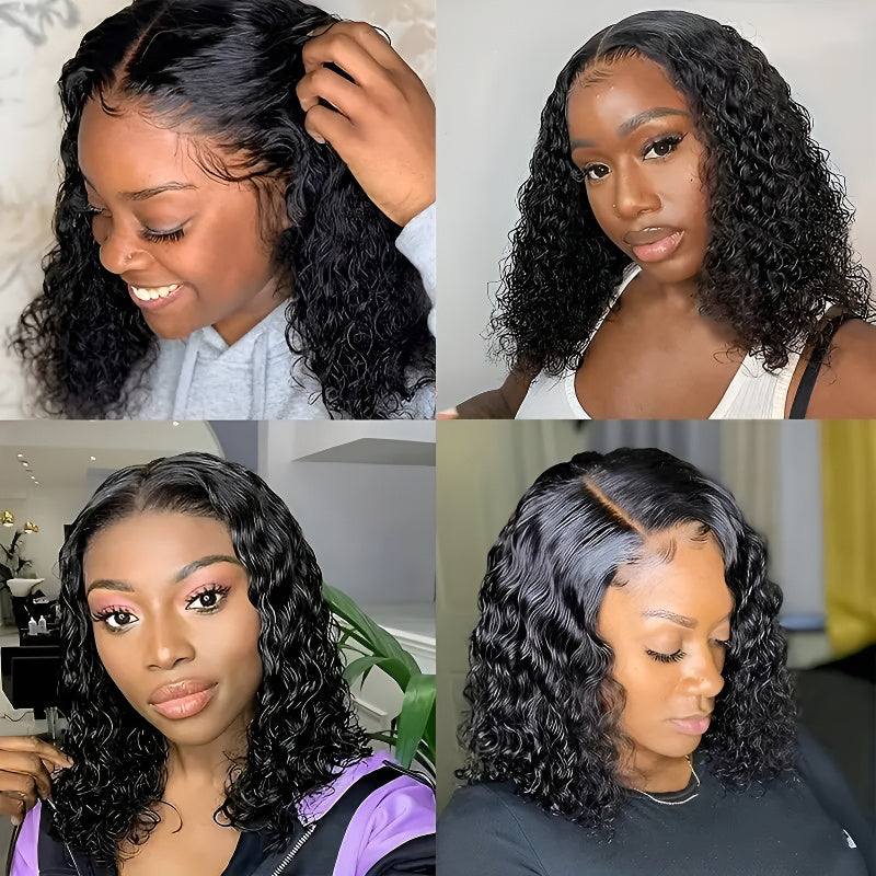 Women's Wig Small Curly Corn Perm Fluffy Afro Short Curly Hair Middle Part Bangs Full Head Wig