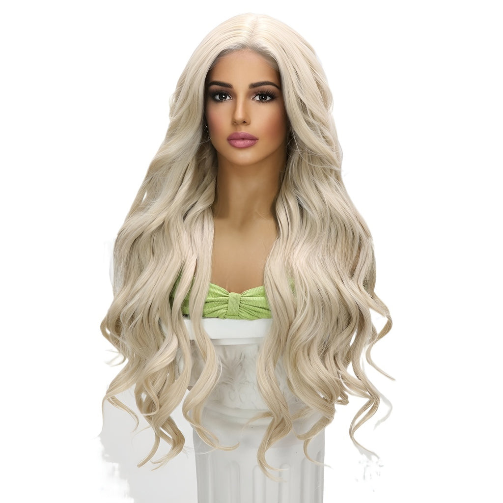 Fashionable Wig Light Blonde Big Wave Long Hair Lace Front Wig