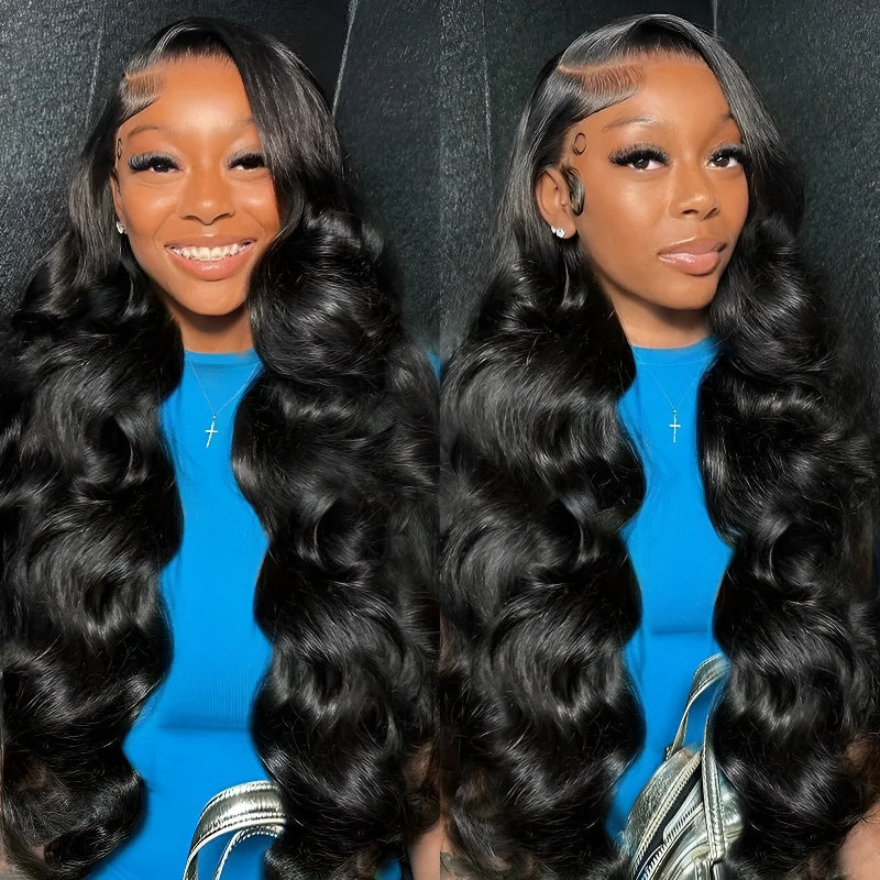 Middle Part Wig for Women 13*4 Front Lace Black Big Wave Wig