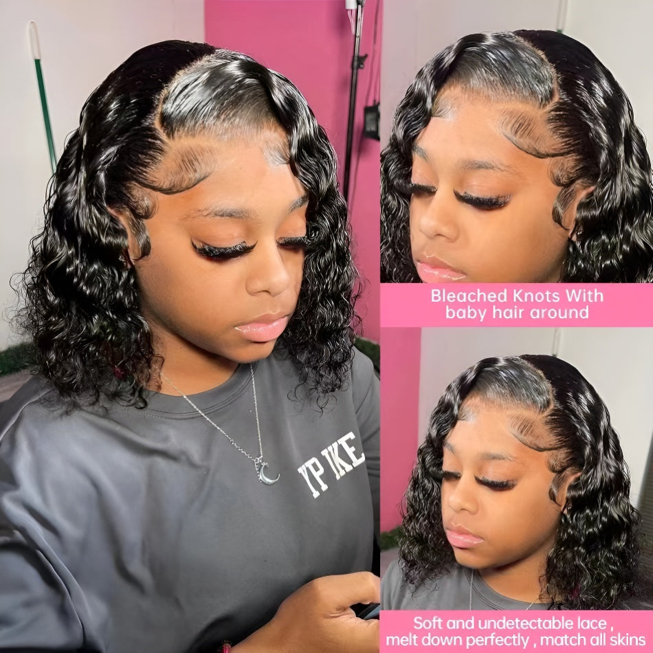Human Hair Wigs Front Lace Wig Set Independent Station Hot Selling Black Small Curly Wig Cap In Stock