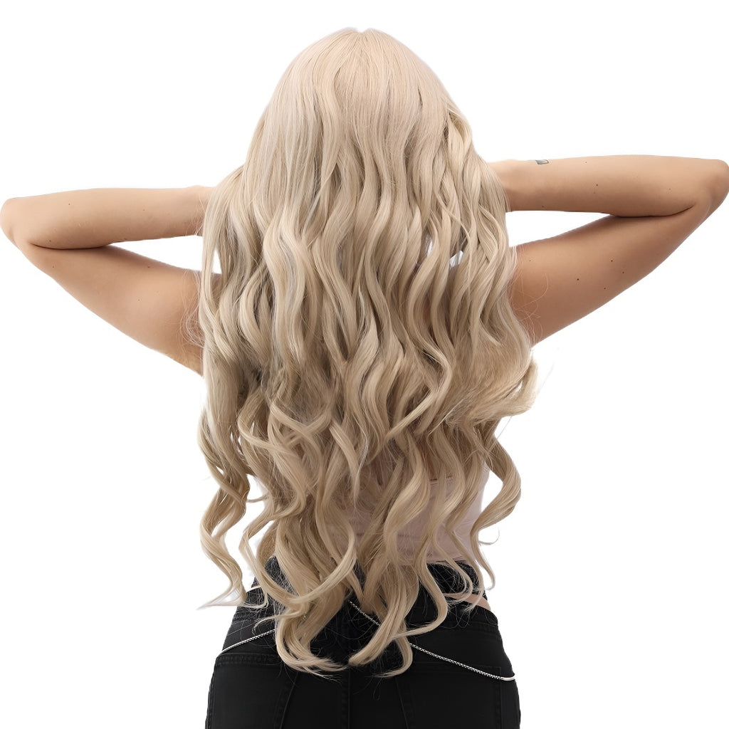 Fashionable Wig Light Blonde Big Wave Long Hair Lace Front Wig