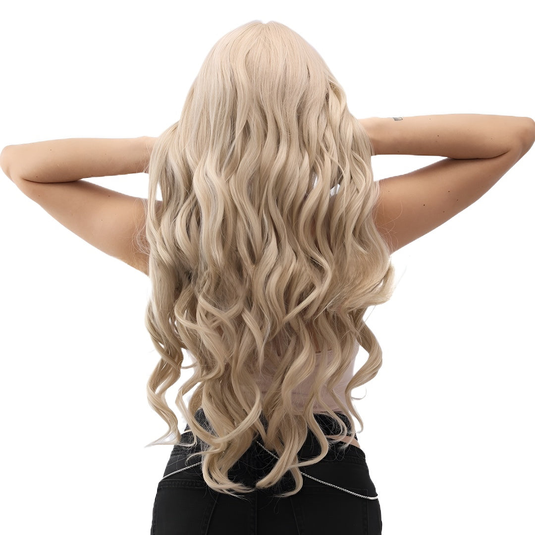 Fashionable Wig Light Blonde Big Wave Long Hair Lace Front Wig